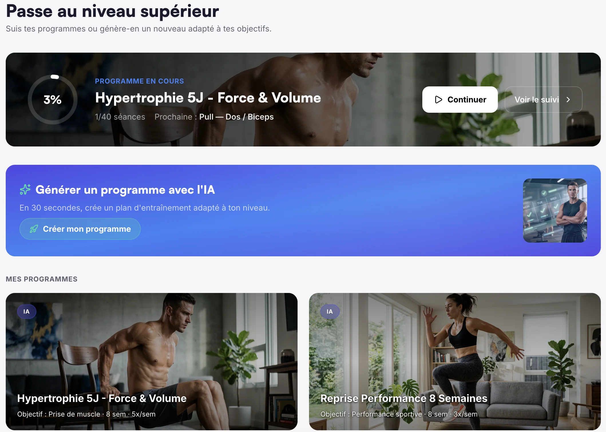 Liste des programmes Wan2Fit