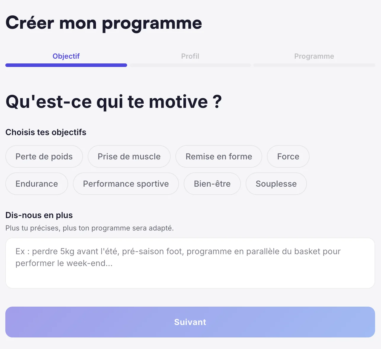 Choix de l'objectif d'entraînement